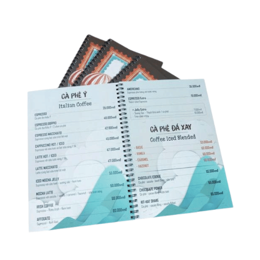 Menu ép nhựa, bìa lò xo – In Ấn Q7