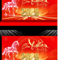 Phông nền chào xuân Bính ngọ 2026 Ngựa công nghệ - 964350
